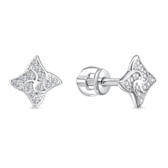Серьги из серебра с фианитами