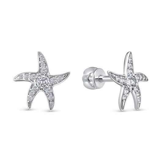 Серьги из серебра с фианитами