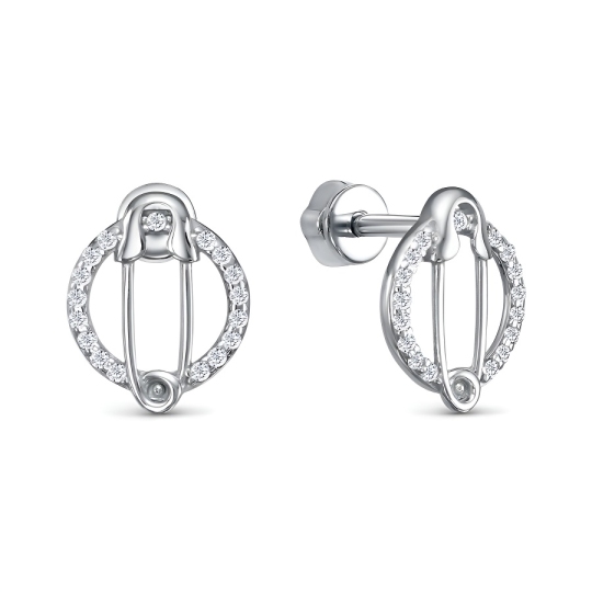 Серьги из серебра с фианитами