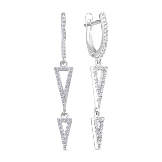 Серьги из серебра с фианитами