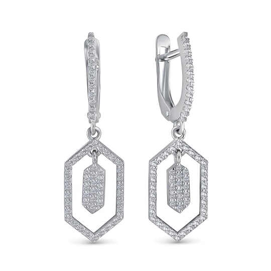 Серьги из серебра с фианитами