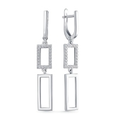 Серьги из серебра с фианитами