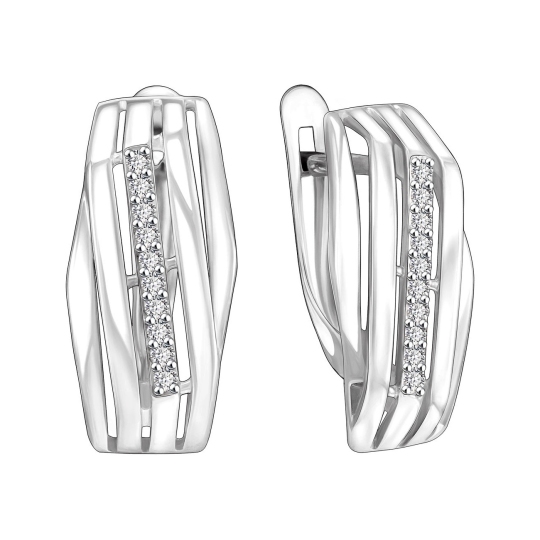 Серьги из серебра с фианитами