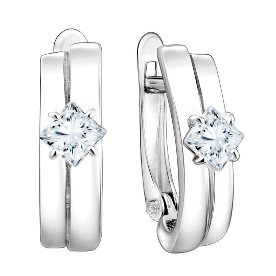 Серьги из серебра с фианитами
