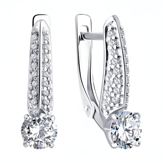 Серьги из серебра с фианитами