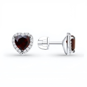 Серьги из серебра с гранатами и фианитами
