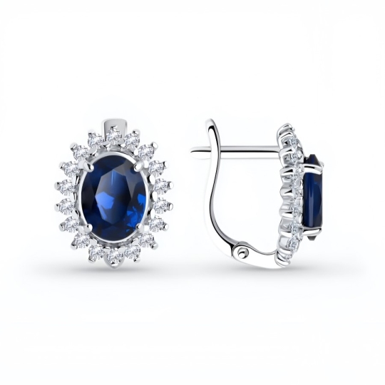 Серьги из серебра с фианитами