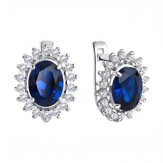 Серьги из серебра с фианитами
