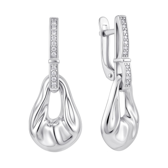 Серьги из серебра с фианитами