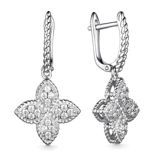Серьги из серебра с фианитами