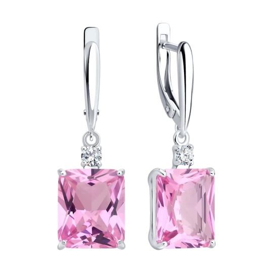 Серьги из серебра с ювелирными кристаллами и фианитами