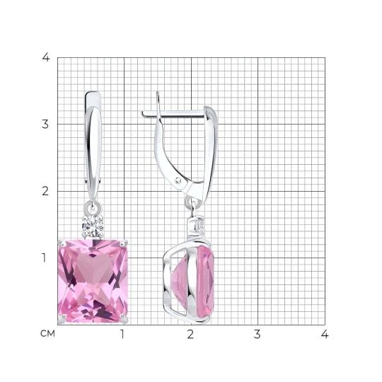 Серьги из серебра с ювелирными кристаллами и фианитами