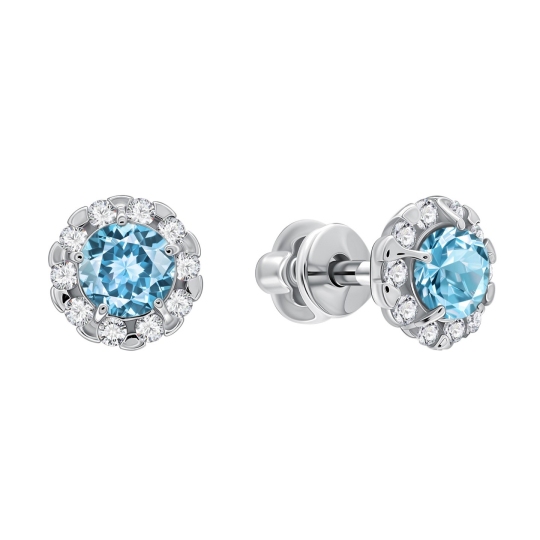 Серьги из серебра с топазами и фианитами