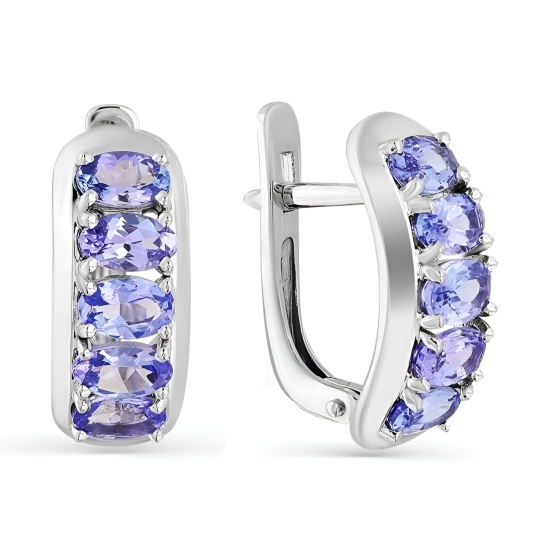 Серьги из белого золота с танзанитами