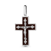 Подвеска-крест из серебра с имитацией под дерево