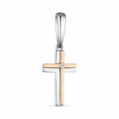 Крест из серебра с золотой вставкой и бриллиантом