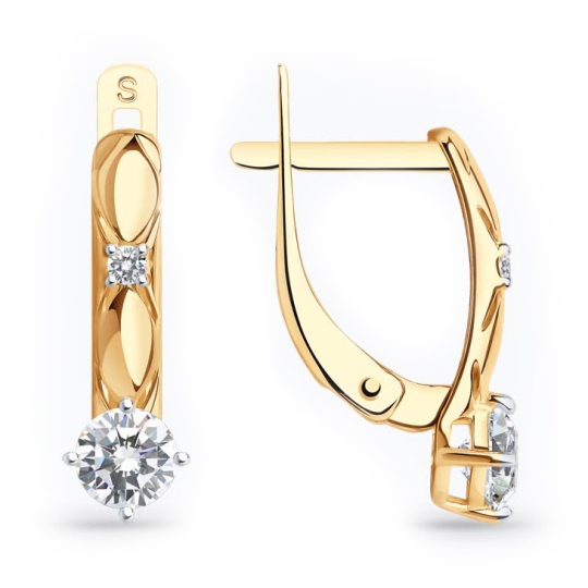 Серьги из золота с фианитами