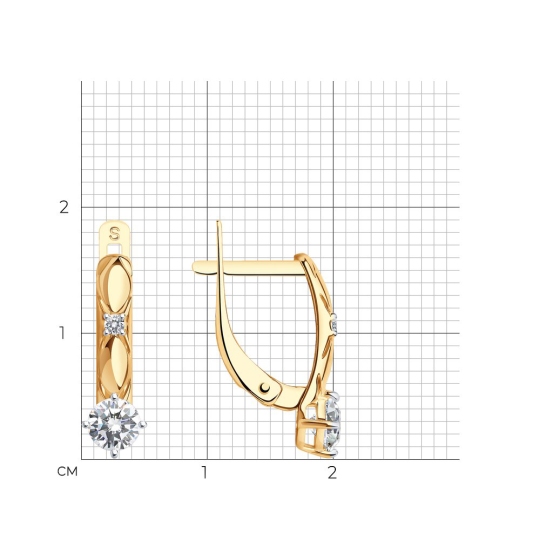 Серьги из золота с фианитами