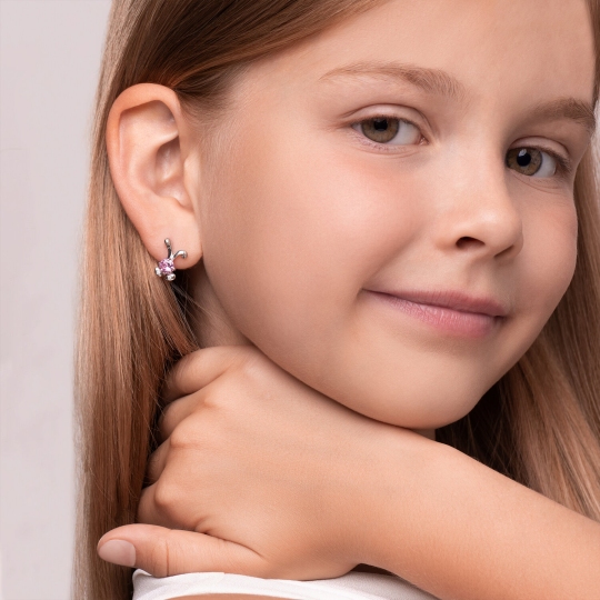 Серьги из серебра с фианитами