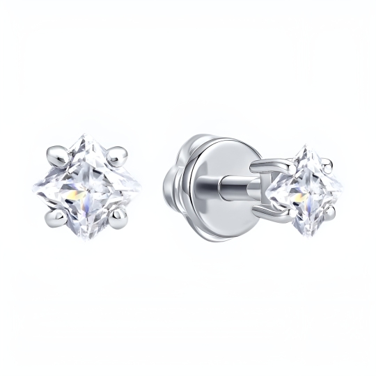 Серьги из серебра с фианитами