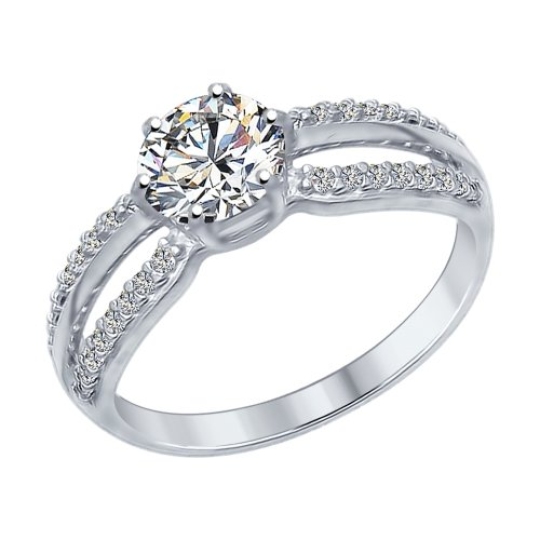 Кольцо из серебра с фианитами