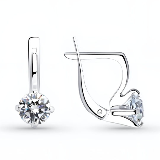 Серьги из серебра с фианитами