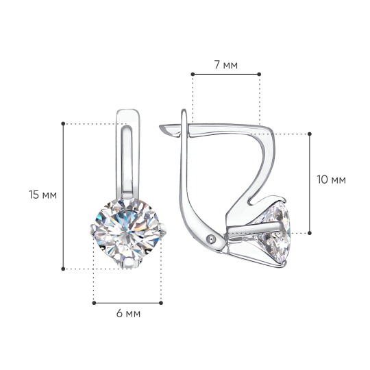 Серьги из серебра с фианитами