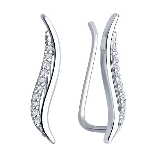 Серьги из серебра с фианитами