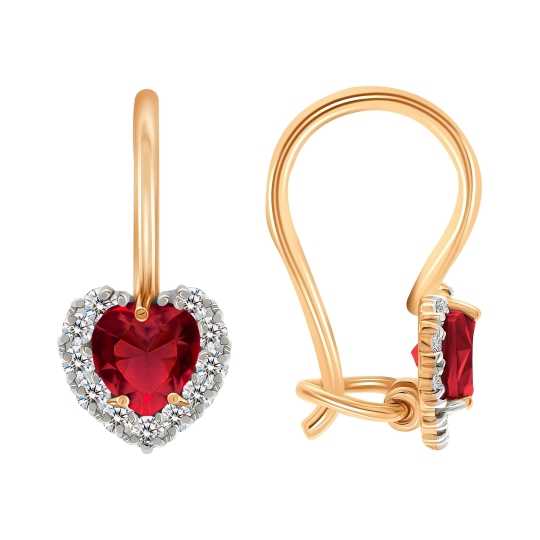 Серьги из золота с ювелирными кристаллами и фианитами