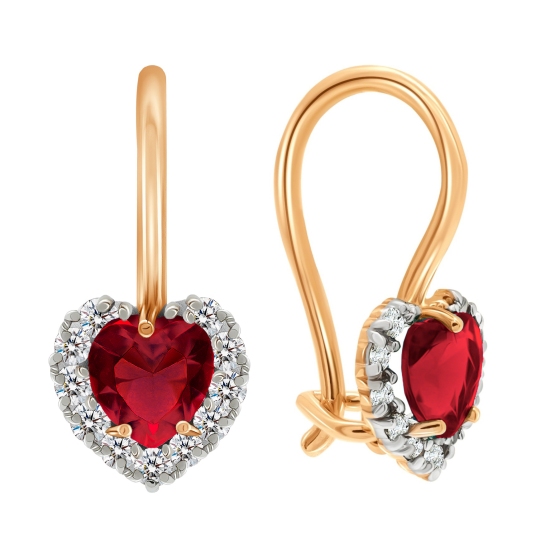 Серьги из золота с ювелирными кристаллами и фианитами