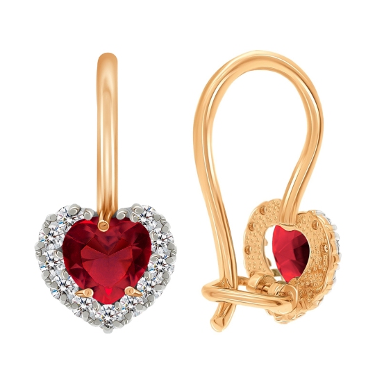 Серьги из золота с ювелирными кристаллами и фианитами