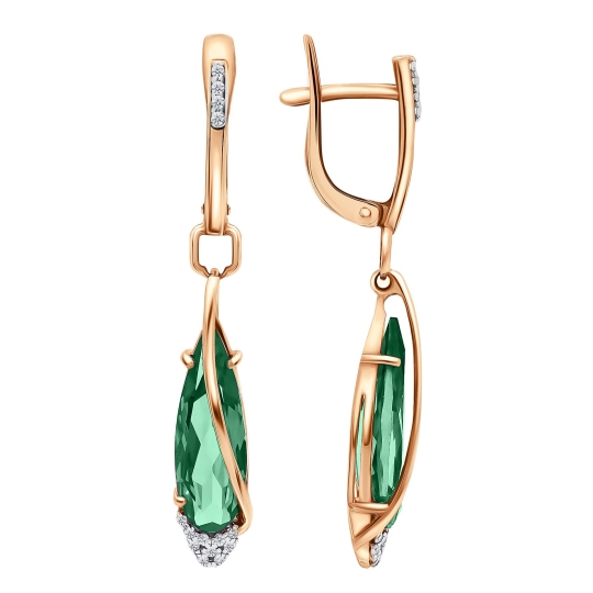 Серьги из золота с турмалинами и фианитами