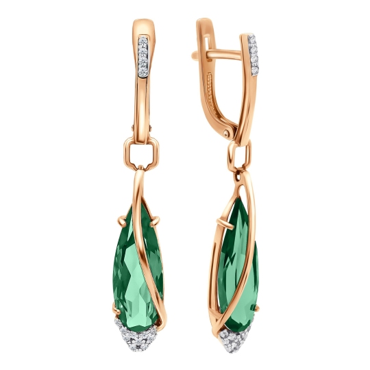 Серьги из золота с турмалинами и фианитами