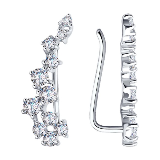 Серьги из серебра с фианитами