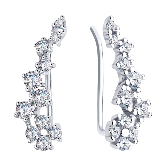 Серьги из серебра с фианитами