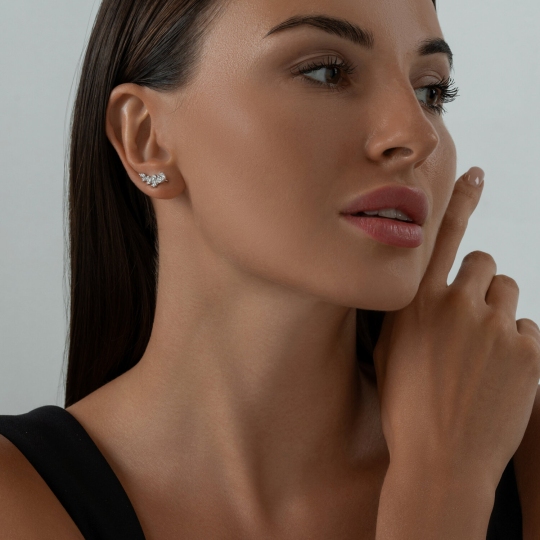 Серьги из серебра с фианитами