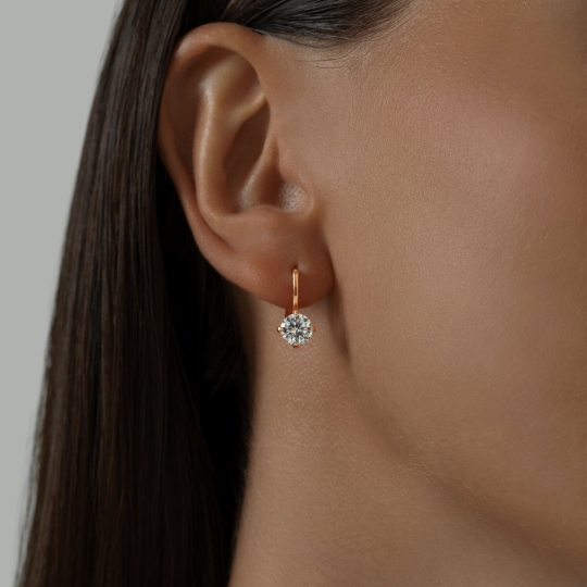 Серьги из серебра с позолотой и фианитами