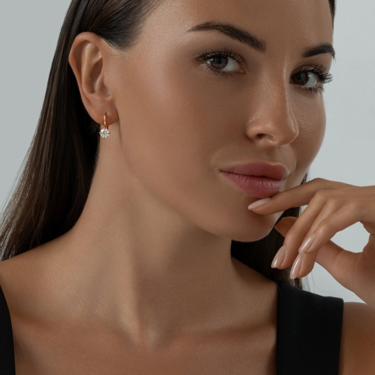 Серьги из серебра с позолотой и фианитами