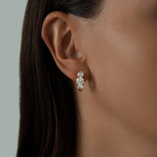 Серьги из серебра с позолотой и фианитами