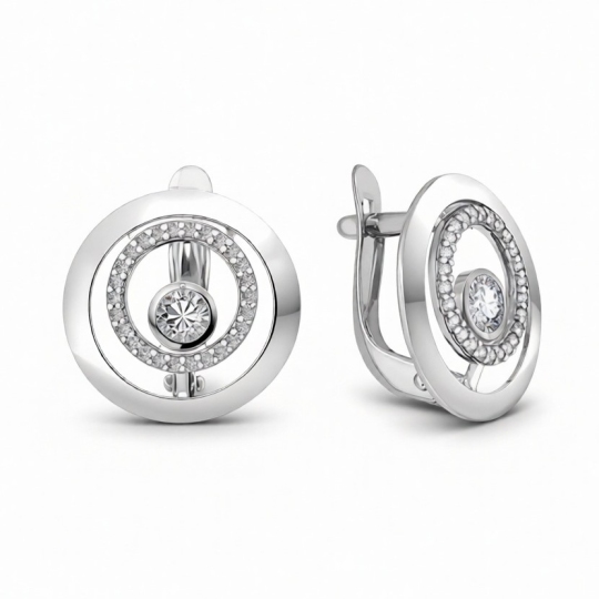 Серьги из серебра с фианитами
