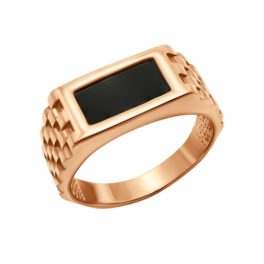 Кольцо-печатка из золота с ониксом