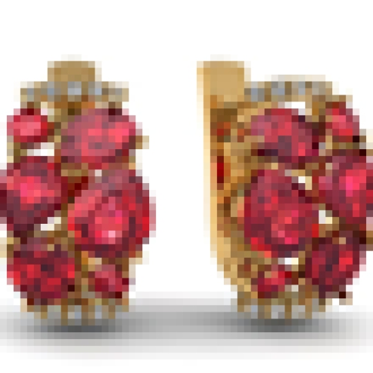 Серьги из золота с гранатами и фианитами