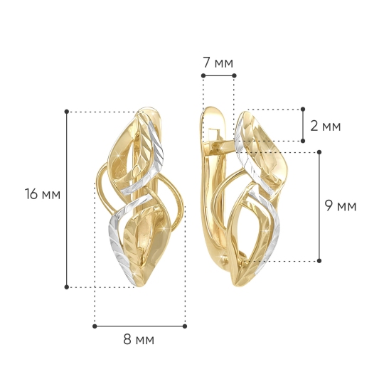 Серьги из золота с алмазной гранью