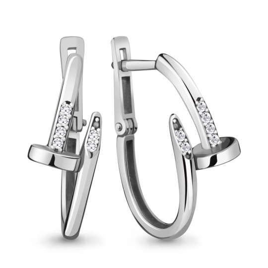 Серьги из серебра с фианитами