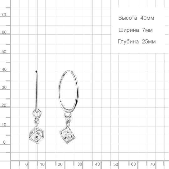 Серьги-кольца из серебра с фианитами