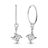 Серьги-кольца из серебра с фианитами