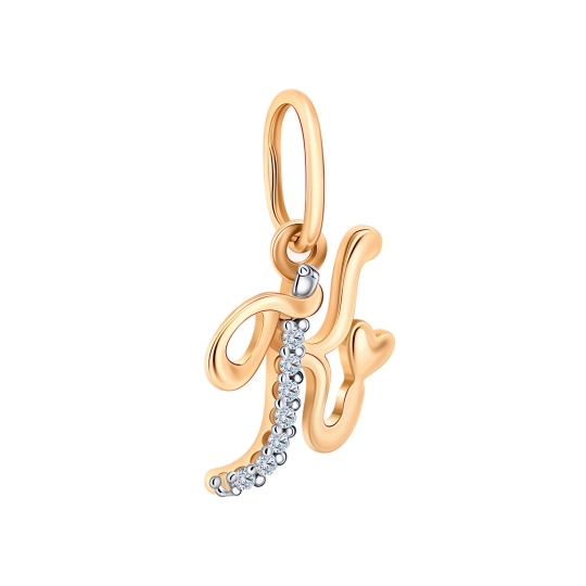 Подвеска-буква из золота с фианитами 