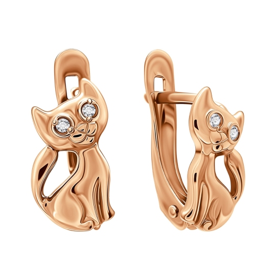 Серьги из золота с фианитами