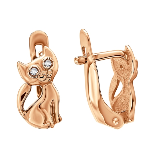 Серьги из золота с фианитами