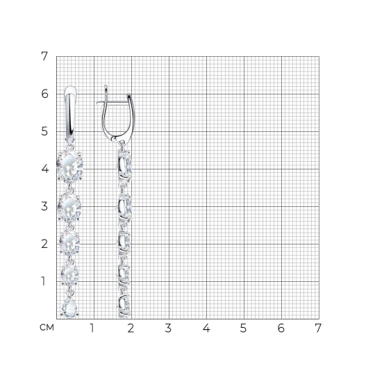 Серьги из серебра с фианитами